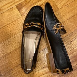 Black Leather and Leopard loafers
